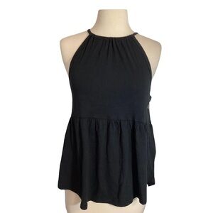 America Eagle Black Halter Flowy Babydoll Tank Witchy Dark Romantic 100% Cotton